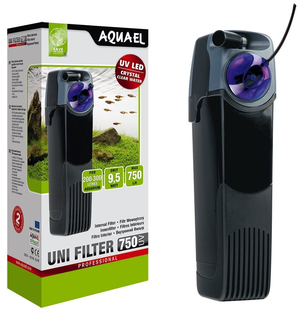 Фильтр внутренний AQUAEL UNI FILTER UV 750 для аквариума 200 - 300 л (750 л/ч, 8.5 Вт) со стерилизатором - фотография № 2
