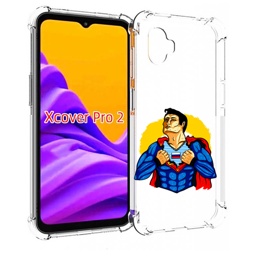 Чехол MyPads русский супермен для Samsung Galaxy Xcover Pro 2 задняя-панель-накладка-бампер