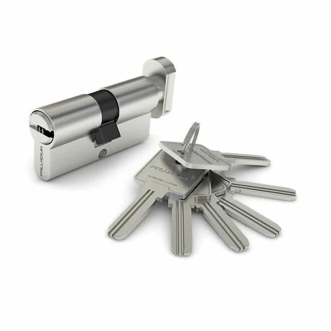 Цилиндр Palladium C BK CP 80 (40х40) мм ключ/вертушка хром - фото №8