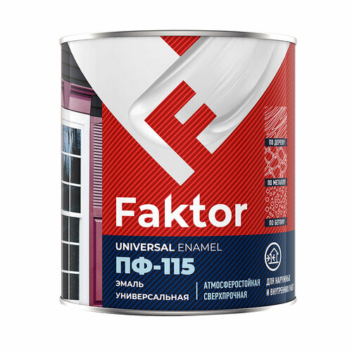 Эмаль ПФ-115 Faktor серая полуматовая 08 кг 467₽