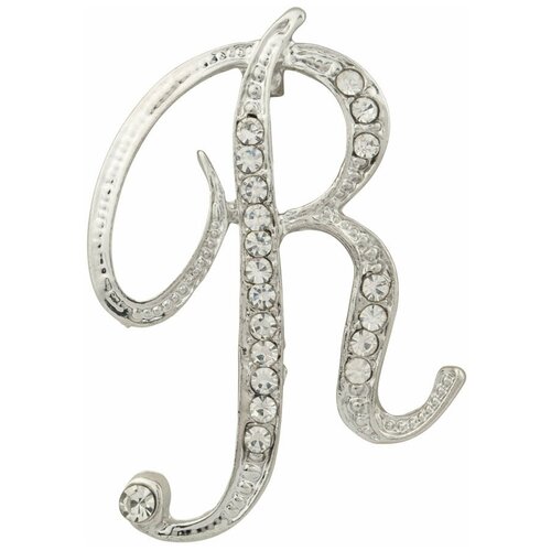 фото Брошь бижутерная буква "r" (замок-булавка, серебристый) 12-56347 otokodesign