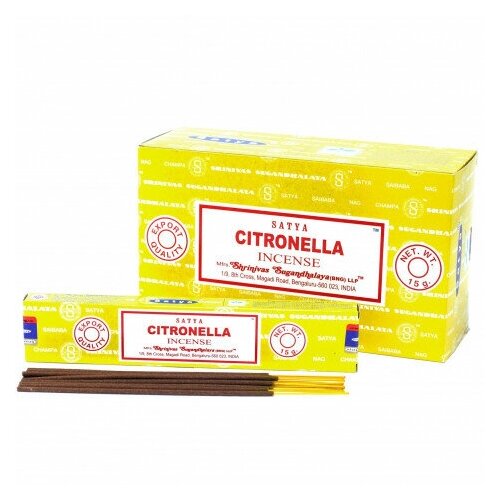 Satya CITRONELLA (Благовония цитронелла, Сатья), 15 г. набор ароматических благовоний конусы satya сатья цитронелла citronella 3 уп по 12 шт