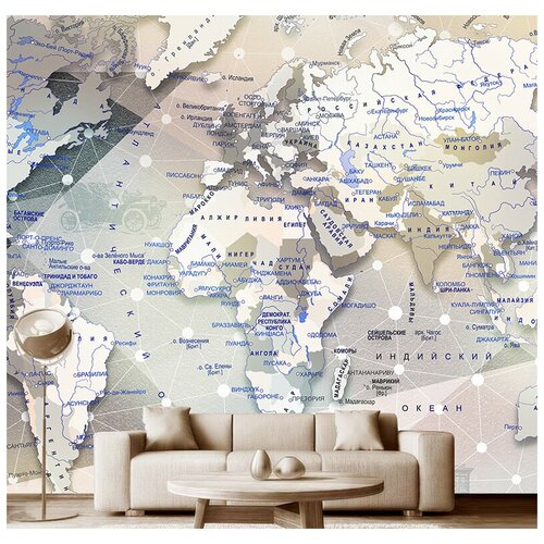 Фотообои на стену Модный Дом Карта мира полигональная 300x270 см (ШxВ)
