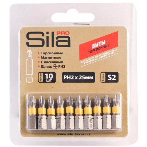 Биты Sila Pro, ph2*25мм, сталь S2, магнит., торсионные, уп/10шт (2уп)