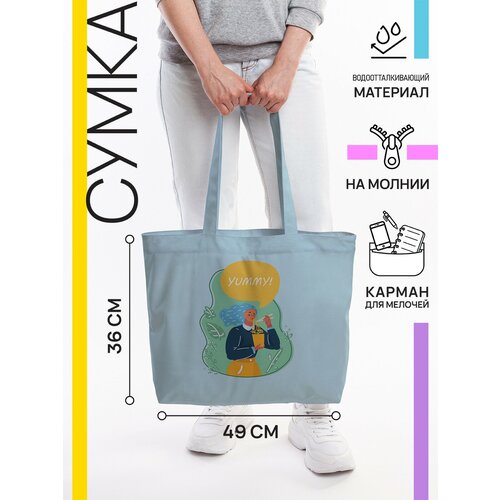 фото Сумка тоут joyarty повседневная, текстиль, внутренний карман, мультиколор