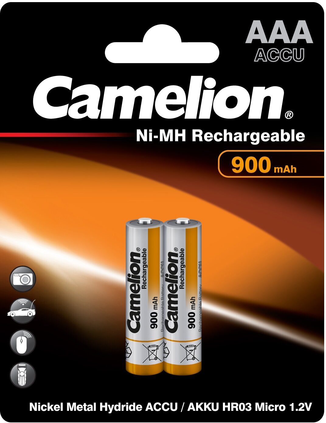 Аккумулятор Camelion AAA- 900mAh Ni-Mh BL-2 NH-AAA900BP2, 1.2В