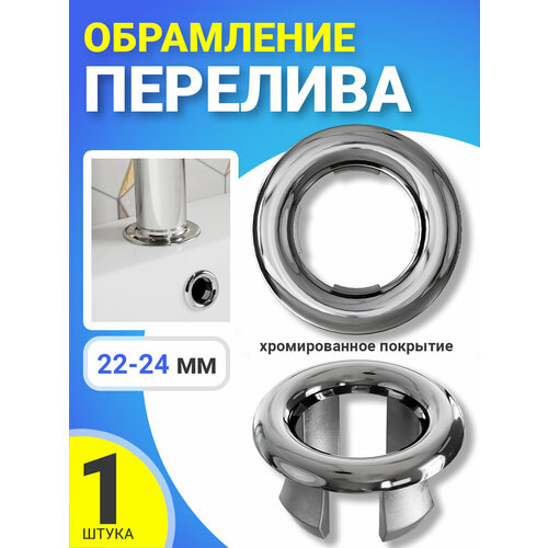Обрамление перелива для раковины заглушка для перелива ударопрочная хромированная 22-24мм Серебристый 230₽