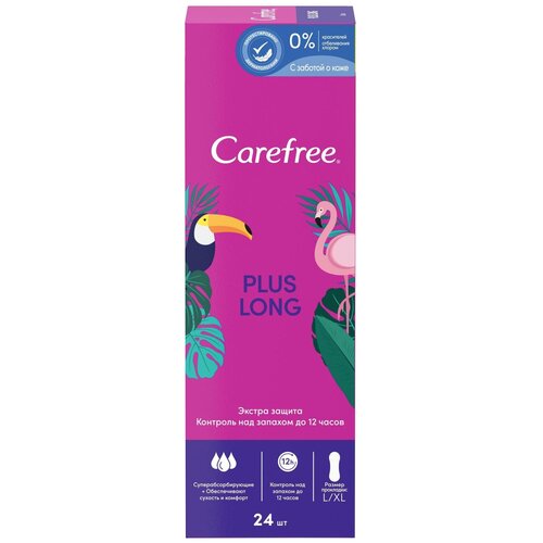 Carefree прокладки ежедневные Plus Long, 4 капли, 24 шт.