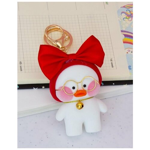Брелок Lalafanfan Duck (красный бант / белая) (8 см)