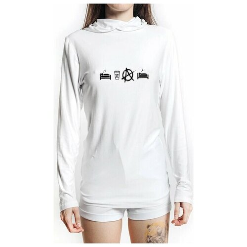 фото Лонгслив женский с принтом будни анархиста белый из линейки анархия godis/50 ип бардышев алексей валентинович