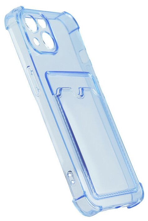 Чехол LuxCase для APPLE iPhone 13 TPU с картхолдером Transparent-Blue 63535 - фото №3