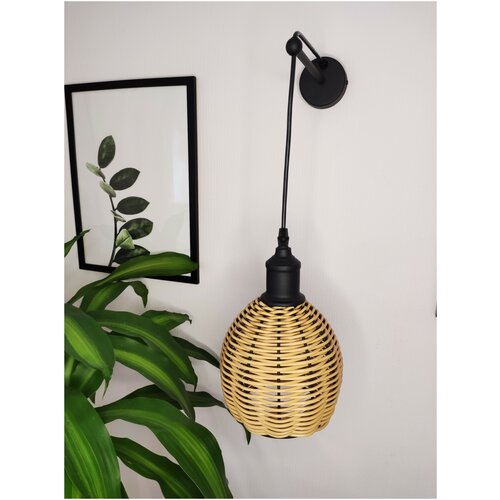 Настенный светильник, бра S4176-1А из полиротанга, бежевый, Е27, 60 Вт