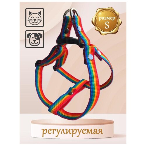 Шлейка для собак Petsare обхват груди 32-46 см, разноцветная