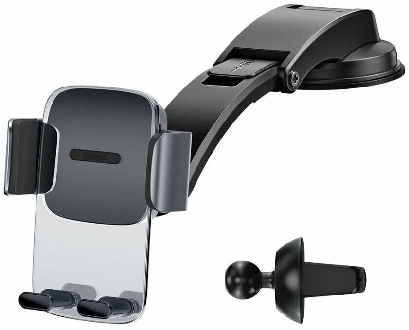 Автомобильный держатель Baseus Easy Control Clamp Car Mount Holder (A Set) For Air Outlets and Center Console Black (SUYK000001)