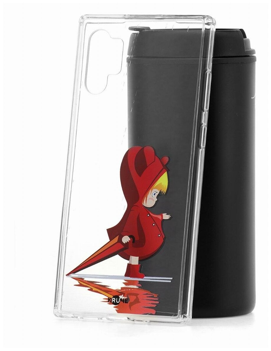 Чехол для Samsung Galaxy Note 10 Plus Kruche Print Девочка с зонтом, пластиковая накладка, силиконовый бампер с защитой камеры, прозрачный с рисунком