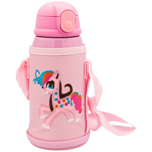 фото Термос-термокружка в сумке, кружка и насадка с трубочкой в комплекте, 550 мл, цвет розовый, 20х8х8 см, baby fox bf-btl4-04