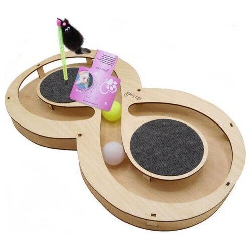 Игрушка для кошек GLORY LIFE Восьмерка с шариками c игрушкой на пружине 49х27х3,6 см