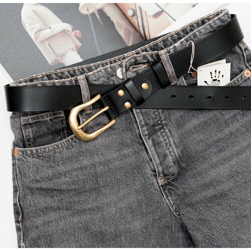 фото Ремень tanner's, натуральная кожа, латунь, длина 125 см., черный