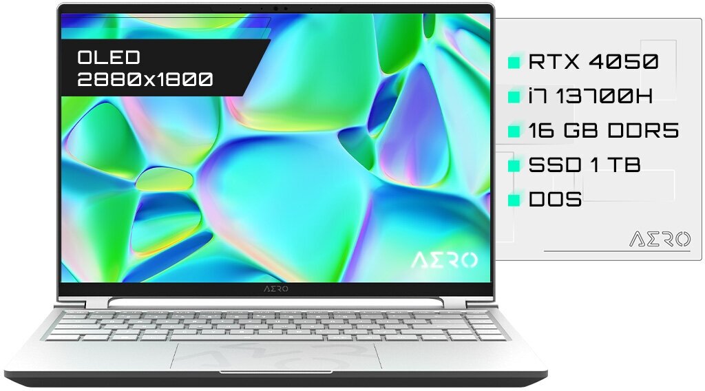 14" Ноутбук Gigabyte AERO 14 OLED,2880 1800, 90 Hz (BMF-72KZBB4SD), Серебристый сумеречный