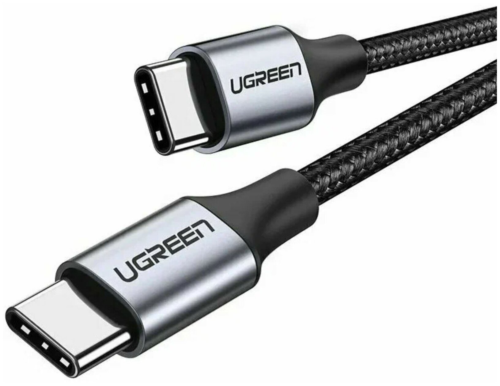 Кабель UGREEN US261 (50150) Type C to Type C 3A PD 60W в оплётке 1m Black