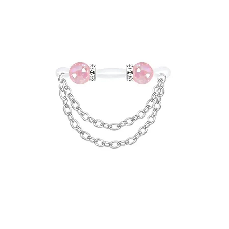 Регулируемые акриловые кольца для сосков с блестками Light pink
