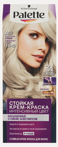 Изображение товара Крем-краска для волос «Палетт» жемчужный блондин тон A10, 110 мл