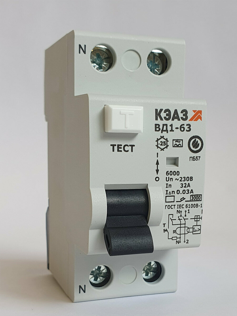 фото Устройство защитного отключения ВД1-63-2232-А-УХЛ4-КЭАЗ (2P, 32, 30mA)