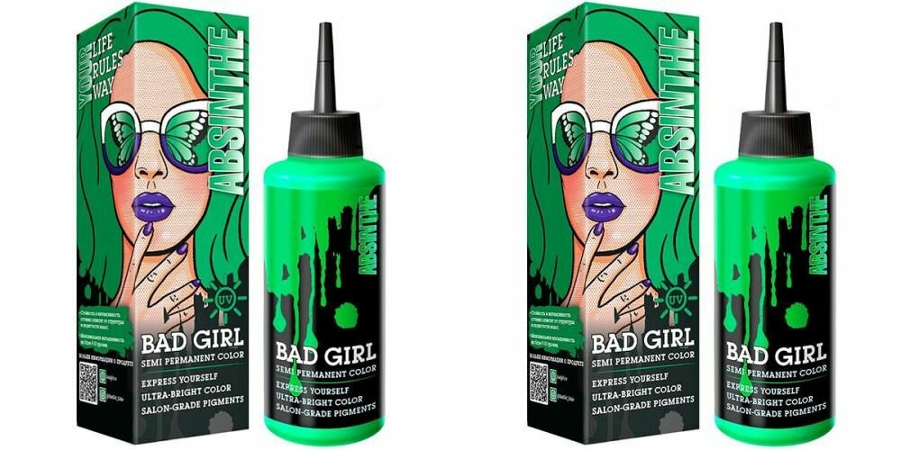 Bad Girl Краситель прямого действия Absinthe неоновый зеленый, 150 мл, 2 уп