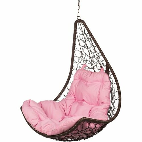 Подвесное кресло кокон Bigarden из ротанга Wind BrownBS Розовая подушка подвесное кресло из ротанга wind whitebs розовая подушка