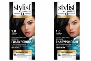 Fito косметик Крем-краска для волос Гиалуроновая Stylist Color Pro Тон 1.0 Глубокий черный, 115 мл,2 шт