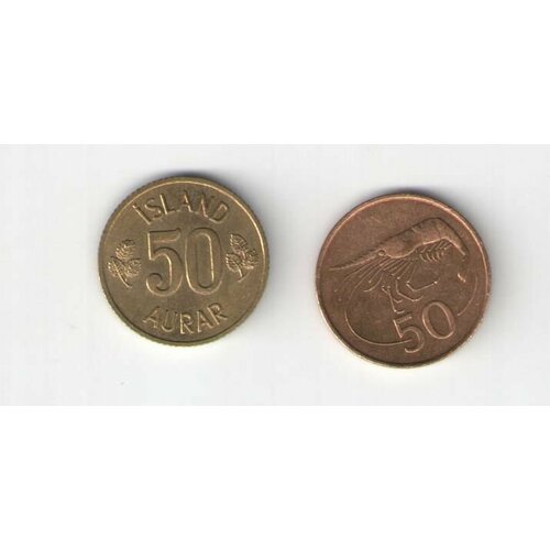 Монеты 2шт 50 эйре 2 вида Исландия 1971-1981