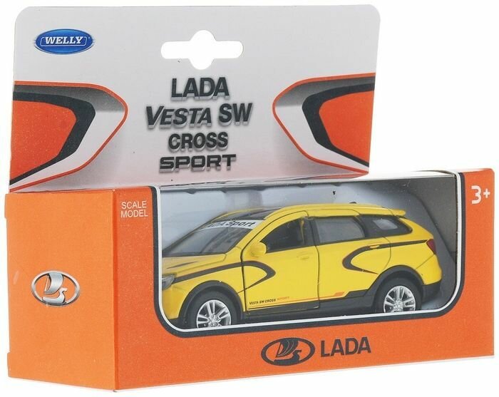 Легковой автомобиль Welly Lada Vesta SW Cross Sport (3763RY), 15 см, желтый
