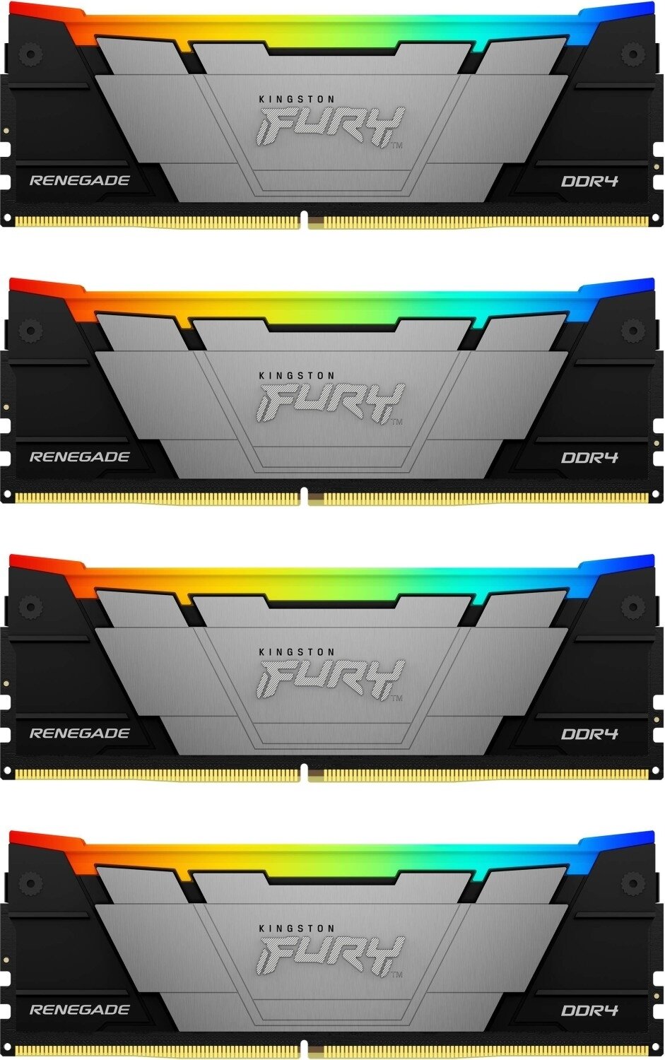 Оперативная память Kingston Fury Renegade, DDR4, 32GB (4x8GB), 3200MHz, CL16, DIMM, с радиаторами, RGB