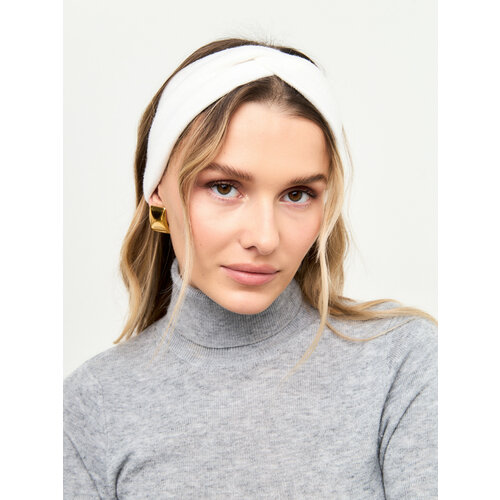 Повязка на голову женская теплая, повязка для волос молочная зимняя, ободок утепленный широкий, осень