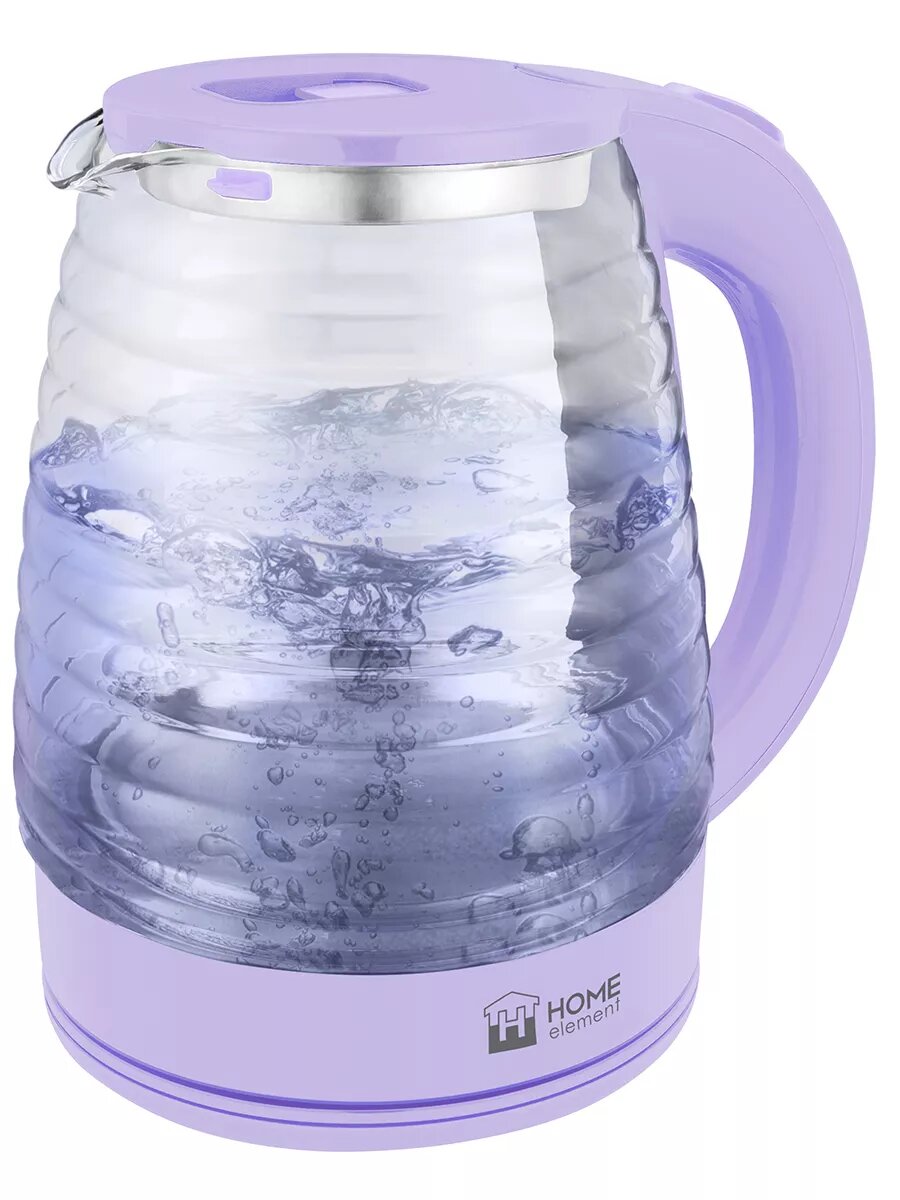 Электрический чайник HOME ELEMENT HE-KT2307 лиловый аметист стеклянный с подсветкой, 2л