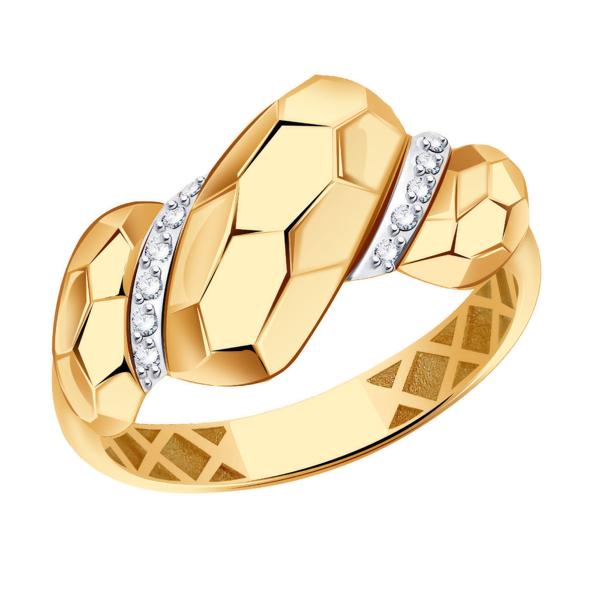 Кольцо Diamant online, красное золото, 585 проба, фианит