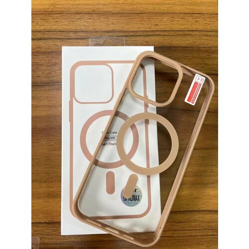 Силиконовый прозрачный чехол с MagSafe для Iphone 16 pro max / Айфон 16 про макс (Desert Titanium/Пустынный титан)