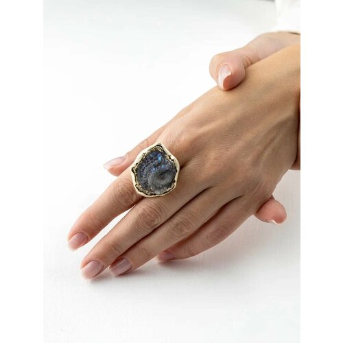 Кольцо помолвочное Братья Глазуновы, лунный камень, размер 16.5, ширина 24 мм, серебристый