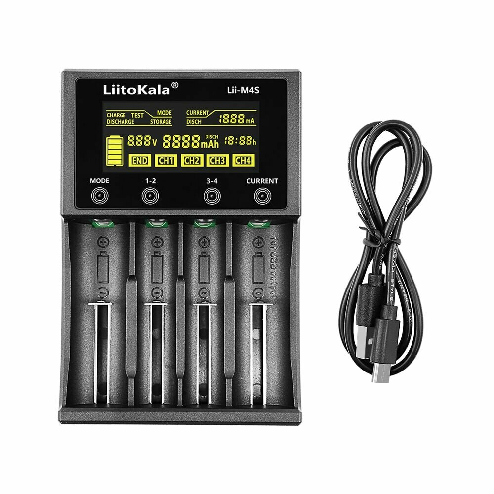 Зарядное устройство LiitoKala Lii-M4S, для 18650/26650/14500/AA/AAA, 4 слота — фото 1