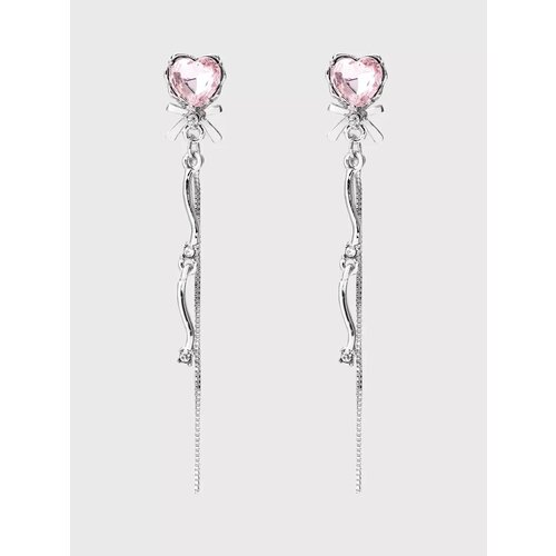 фото Серьги пусеты, фианит, розовый, серебряный be self true jewel