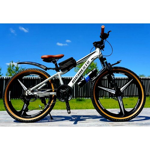 Велосипед горный Richiesto 24 колёса 3 луча Рама 13 Алюминиевые литые диски Детский Подростковый серебро 27579₽