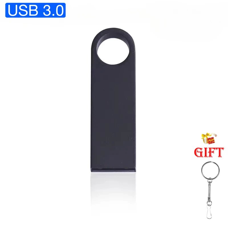 Металлический брелок для ключей USB3.0 Флэш-накопитель Металлический флэш-накопитель 128 ГБ 64 ГБ 32 ГБ 16 ГБ 8 ГБ Флэш-накопитель Водонепроницаемая память USB-накопитель Высокая скорость, Черный, 16 Гб