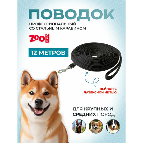 Поводок с карабином профессиональный с латексом 20мм*12м