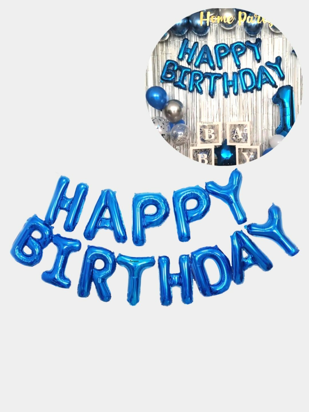 Шарики буквы "Happy Birthday", Синий, надпись на стену, гирлянда "С днем рождения" растяжка для фотозоны