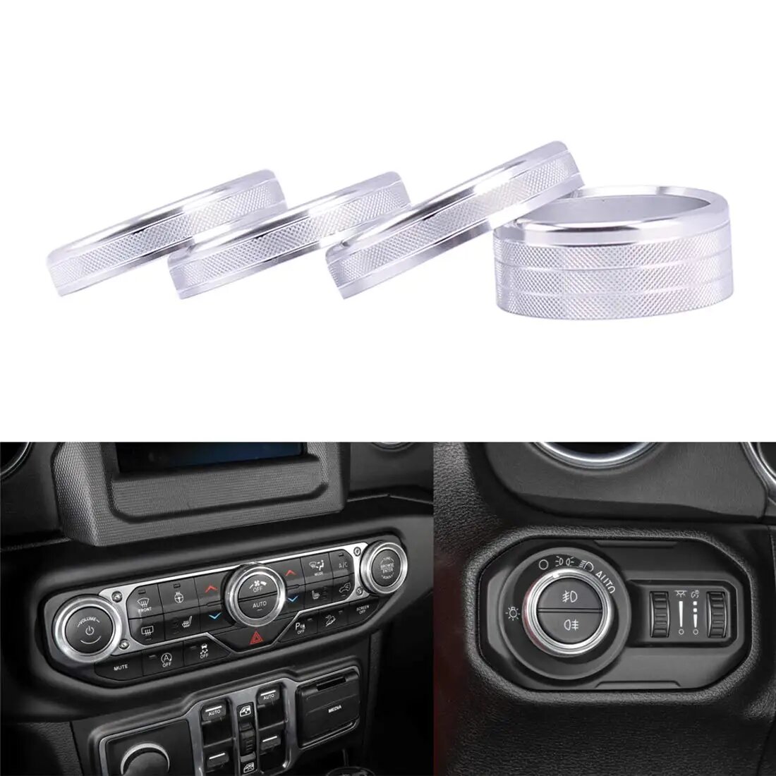 Серебряные накладки на переключатели Jeep Wrangler JL