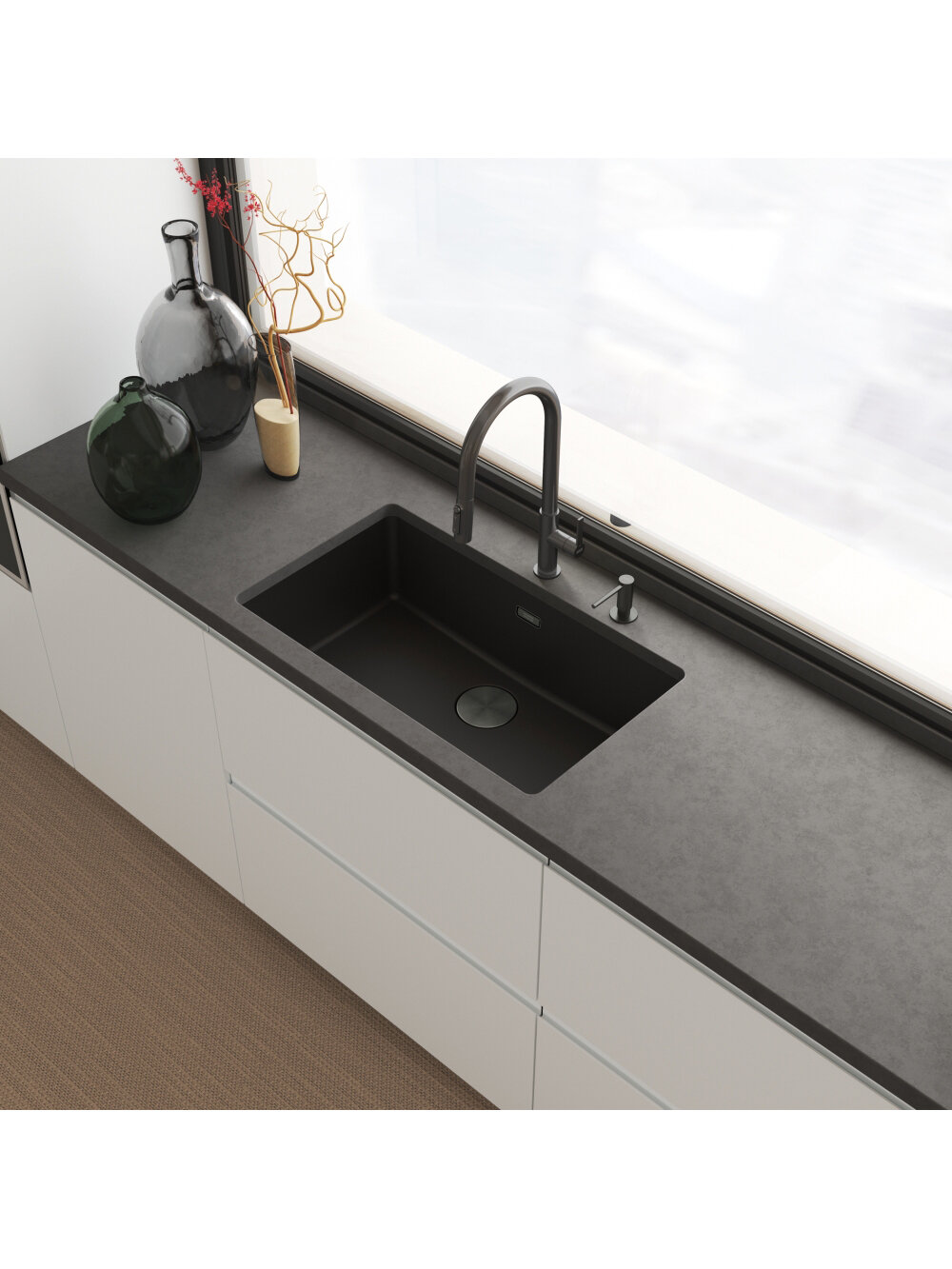 Смеситель FRANKE Maris Slim Clear Water J Pulldown AN, антрацит (120.0736.603) — фото 1