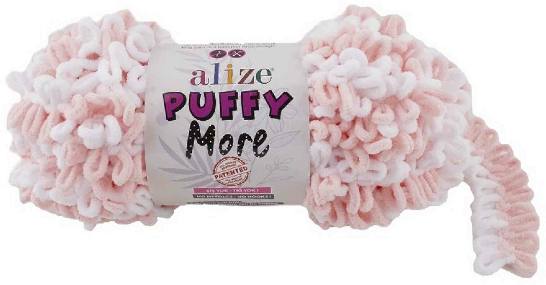 Пряжа Alize Puffy More белый-пудра (6272), 100%микрополиэстер, 11,5м, 150г, 1шт