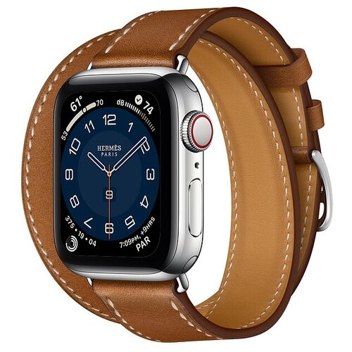 фото Умные часы apple watch hermès series 6 gps + cellular 40мм stainless steel case with double tour серебристый/navy