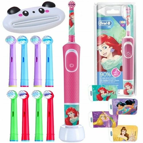 Детская электрическая зубная щетка Oral-B Vitality 100 Kids Disney Princess Принцессы+ 8 насадок, дозатор для зубной пасты, наклейки