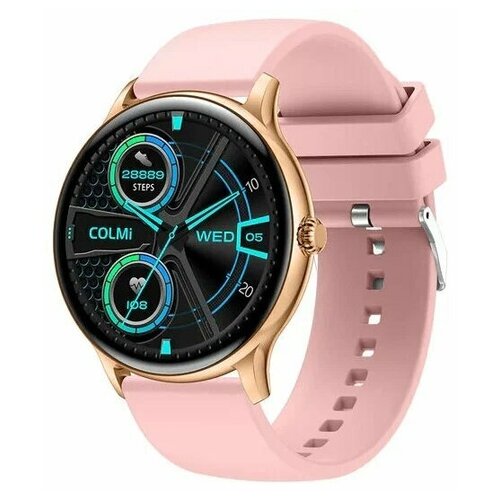 Умные часы Colmi i10 Gold Frame Pink Silicone Strap золотые с розовым силиконовым ремешком